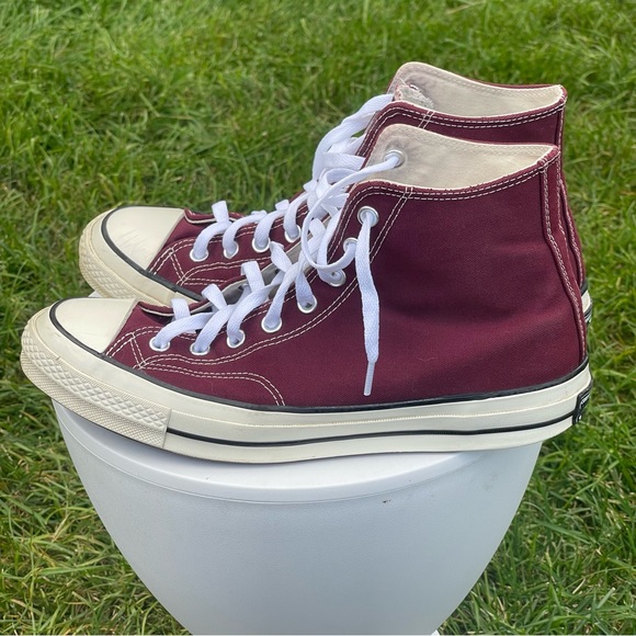 Converse Chuck 70 High Shoes Mens 10 Recycled Canvas Deep Bordeaux Red 171567C - Picture 3 of 15